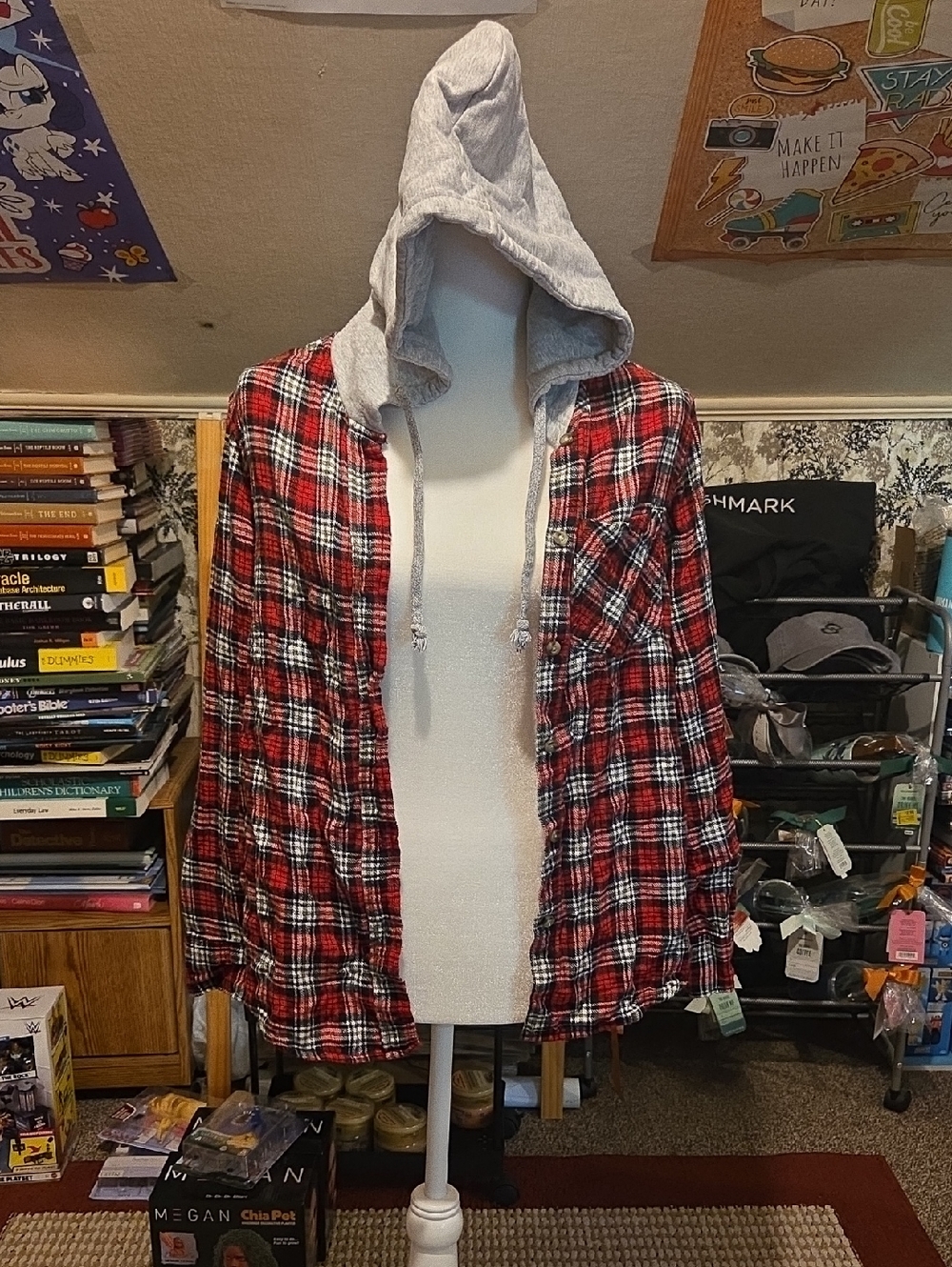 Plaid Skater Hoodie Womens Small